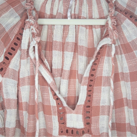 Free People Honey Grove Plaid Peasant Long Sleeve Blouse - Picture 7 of 10